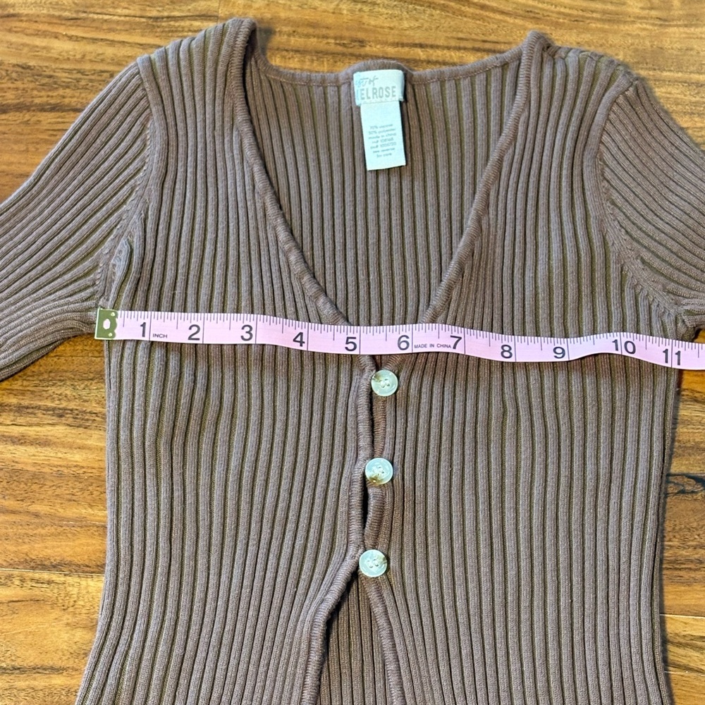Brown Ribbed Cardigan - Picture 3 of 7